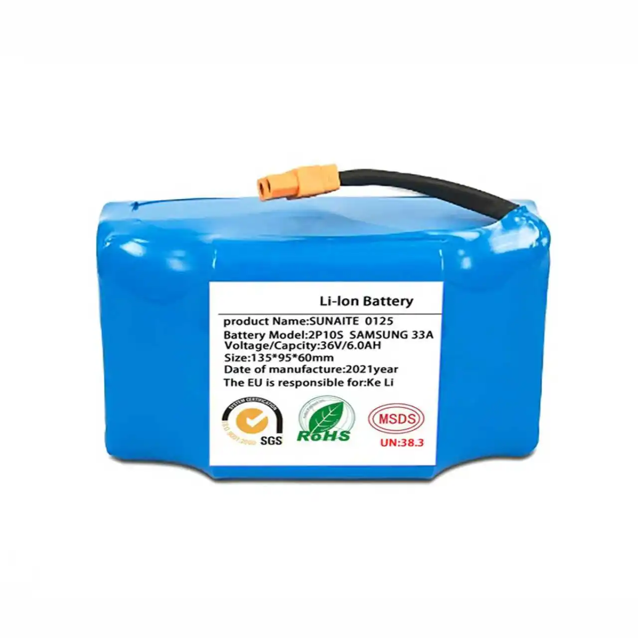 New Upgrade 36V 6000mAh 10s2p Lithium Rechargeable Battery, True for Electric Self-balancing Scooter HoverBoard Unicycle