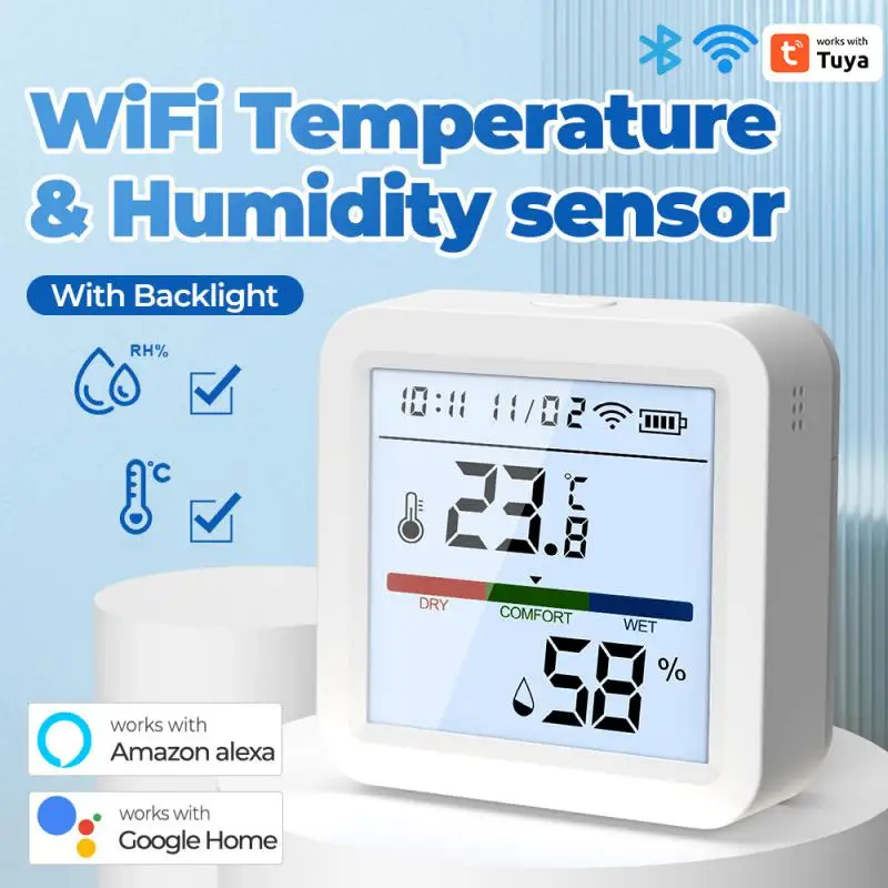 

Tuya Smart WIFI Temperature And Humidity Sensor Indoor Hygrometer Thermometer With LCD Display Support Alexa Assistant