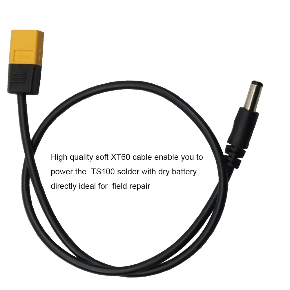 Ultra-soft 45cm TS100/T12 XT60 Bullet Connector to Male DC5525 Power Cable for Fly FPV Multirotor Field Repairs Apply