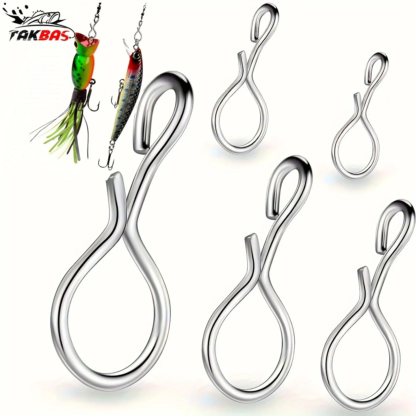 TAKBAS Fly Fishing Snaps Set - Stainless Steel Quick Change Hook Snaps for Flies, 25/50/100/200pcs Size XS/S/M/L