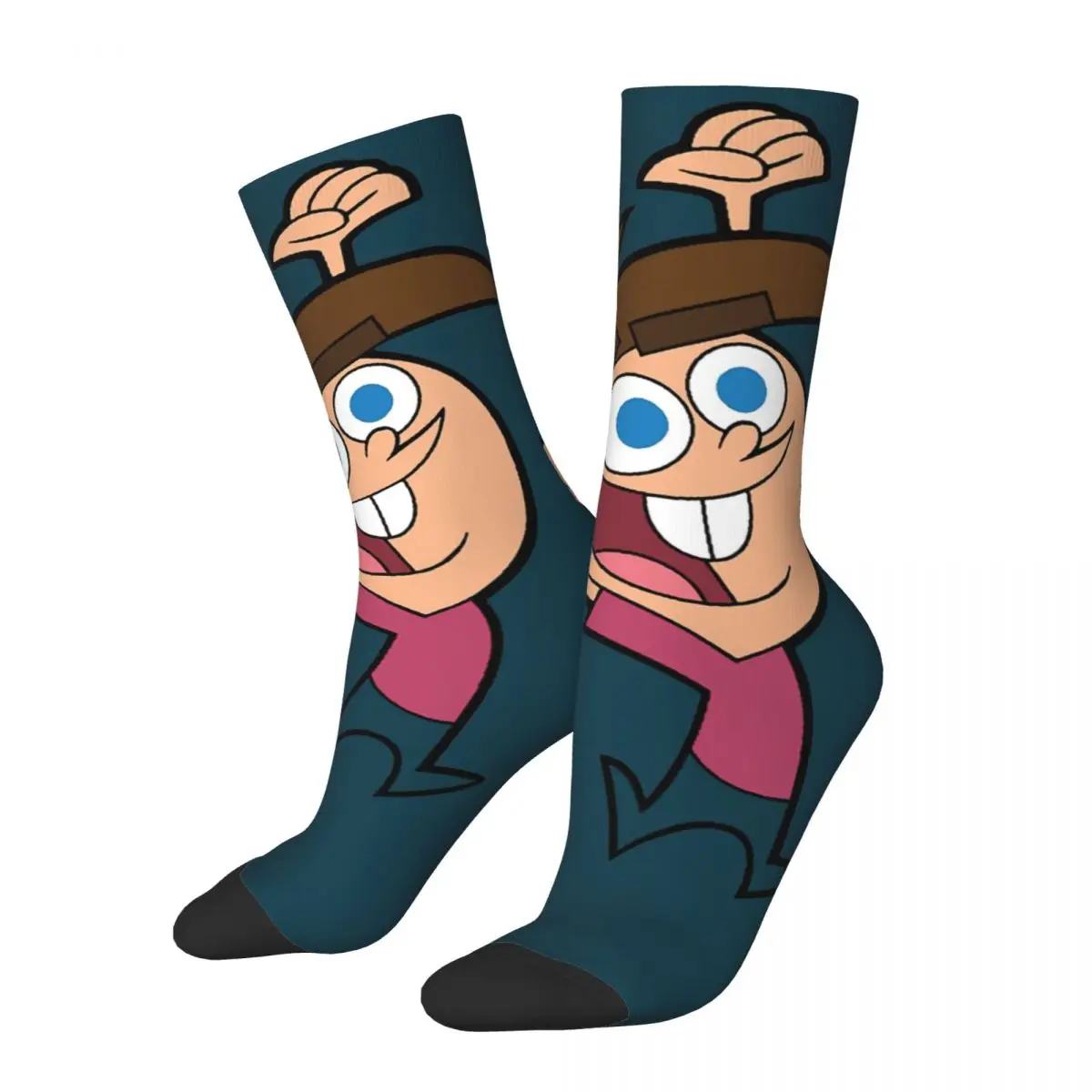 Funny Crazy compression Kids Saries Sock for Men Hip Hop Harajuku The Fairly Odd Parents Happy Quality Printed Boys Crew Sock