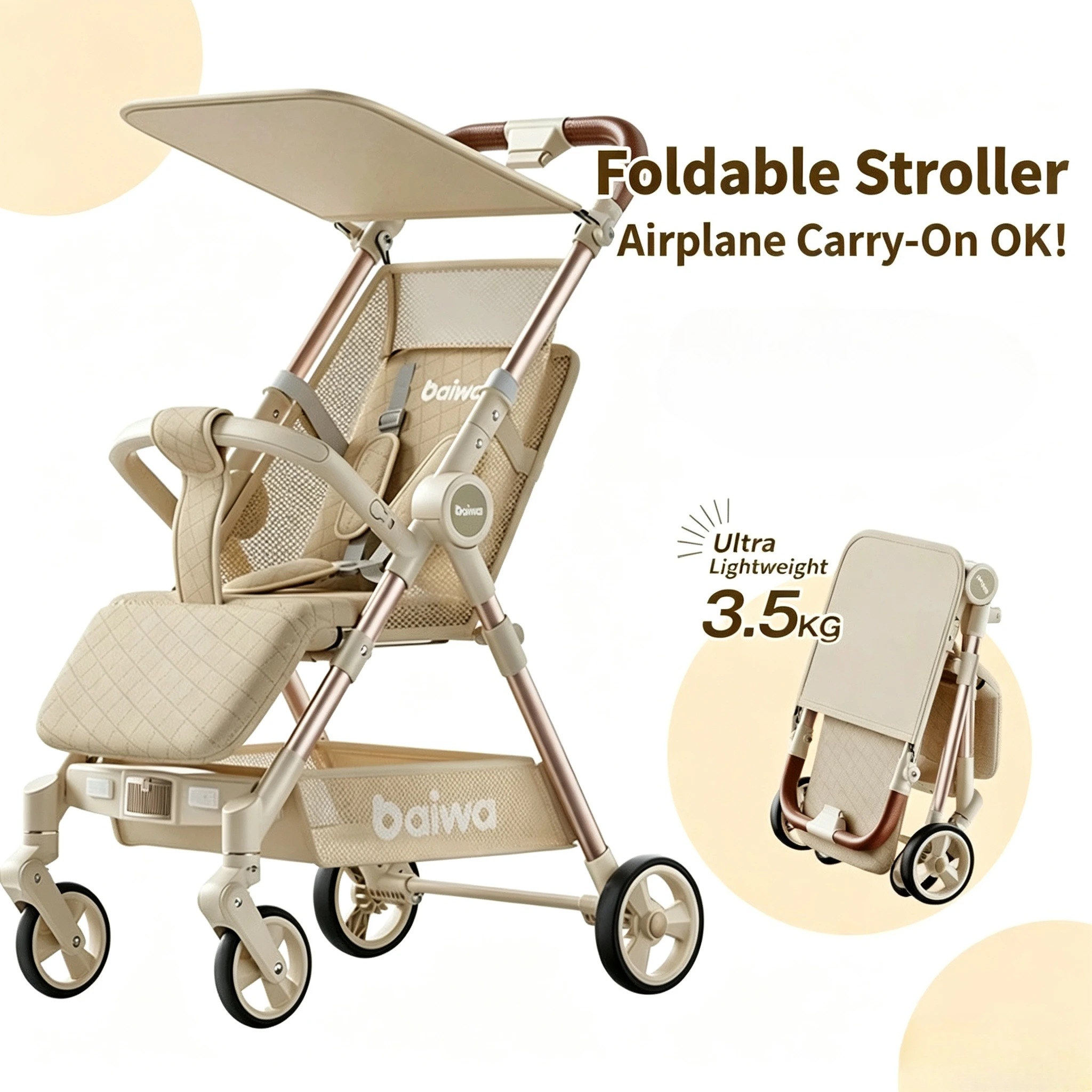 Lightweight Foldable Baby Stroller Compact - عربة أطفال قابلة للطي خفيفة الوزن