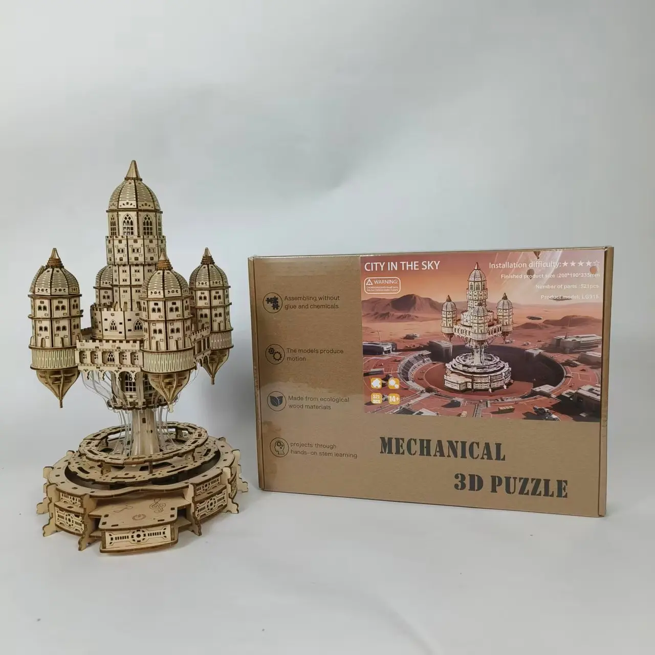3D Jigsaw Puzzle Assemble The Illuminated Sky And The City Wooden Toys Three-dimensional Educational Toy Ornaments P613