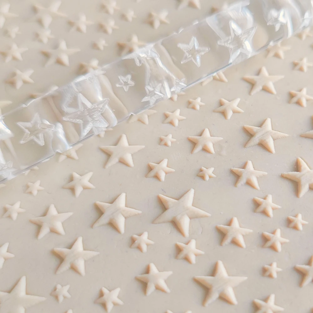 Fondant Decorating Tools Baking Pastry Dough Gadgets Embossed Rolling Pin With Star Patten