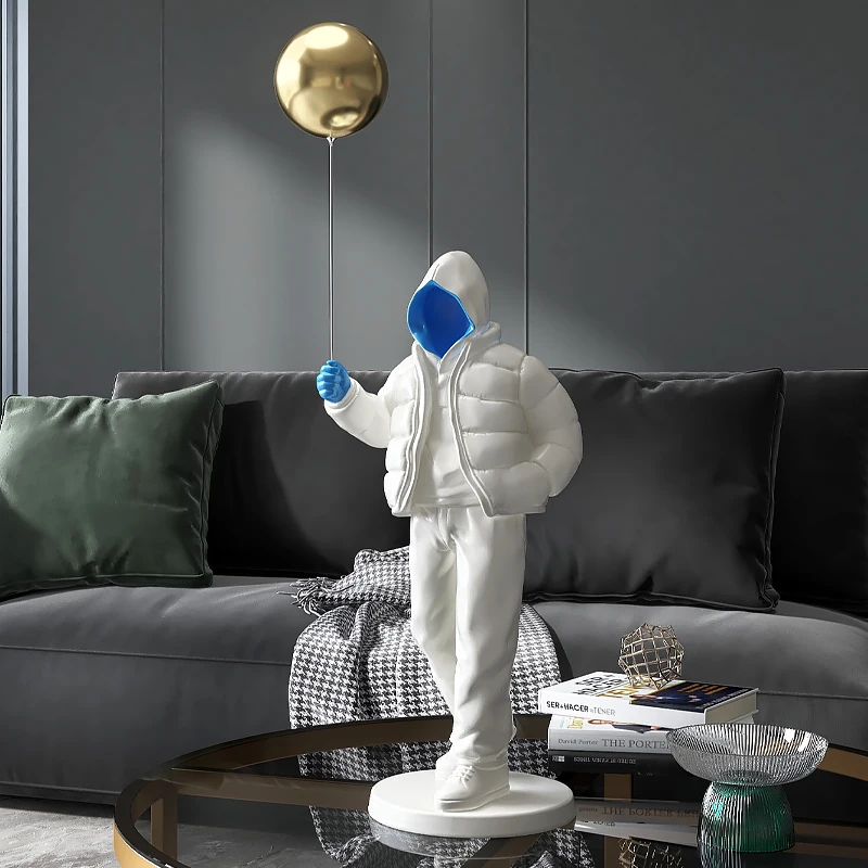 

Nordic Style Originality Balloon Boy Floor Figure Statue Home Decoration Large Landing Living Room Decor Sculpture Figurin