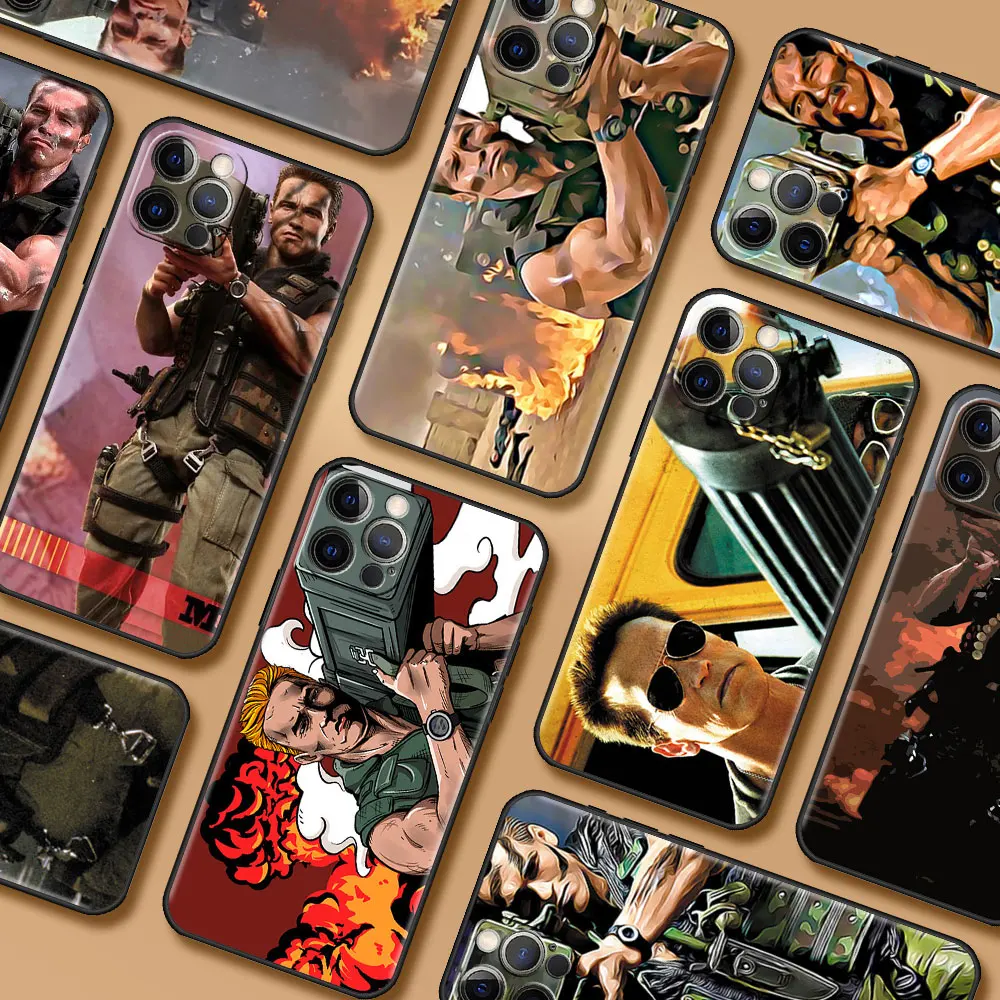 Mobile Phone Case For iPhone 14 15 11 12 13 16 Pro Max 16 Plus XS Black Soft Cover Coque Arnold Schwarzenegger Commando 1985