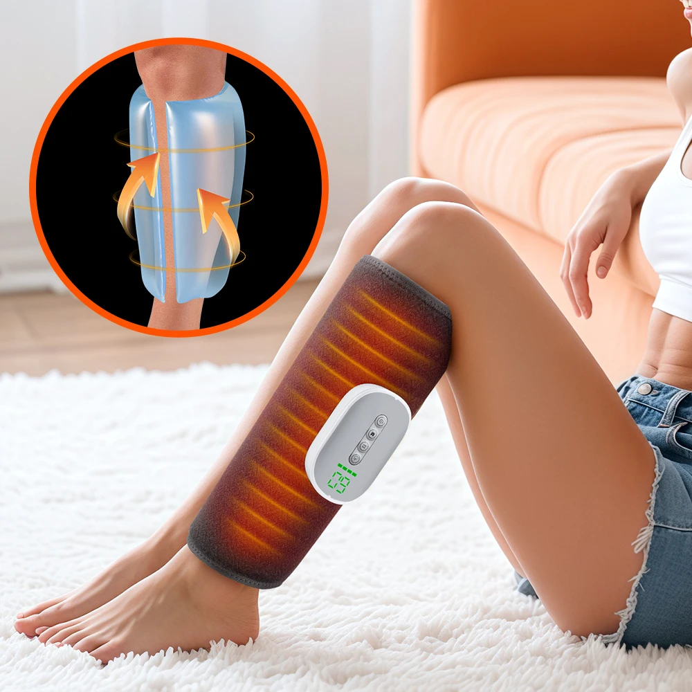 

Wireless Leg & Calf Massager 4 Airbag Modes 8 Intensities, Air Compression Adjustable Temp Cordless Design for Muscle Relaxation