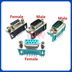 10PCS DB9 Female Male PCB Mount D-Sub 9 pin PCB Connector RS232 Connector 90-degree bent needle DR9 New Hot