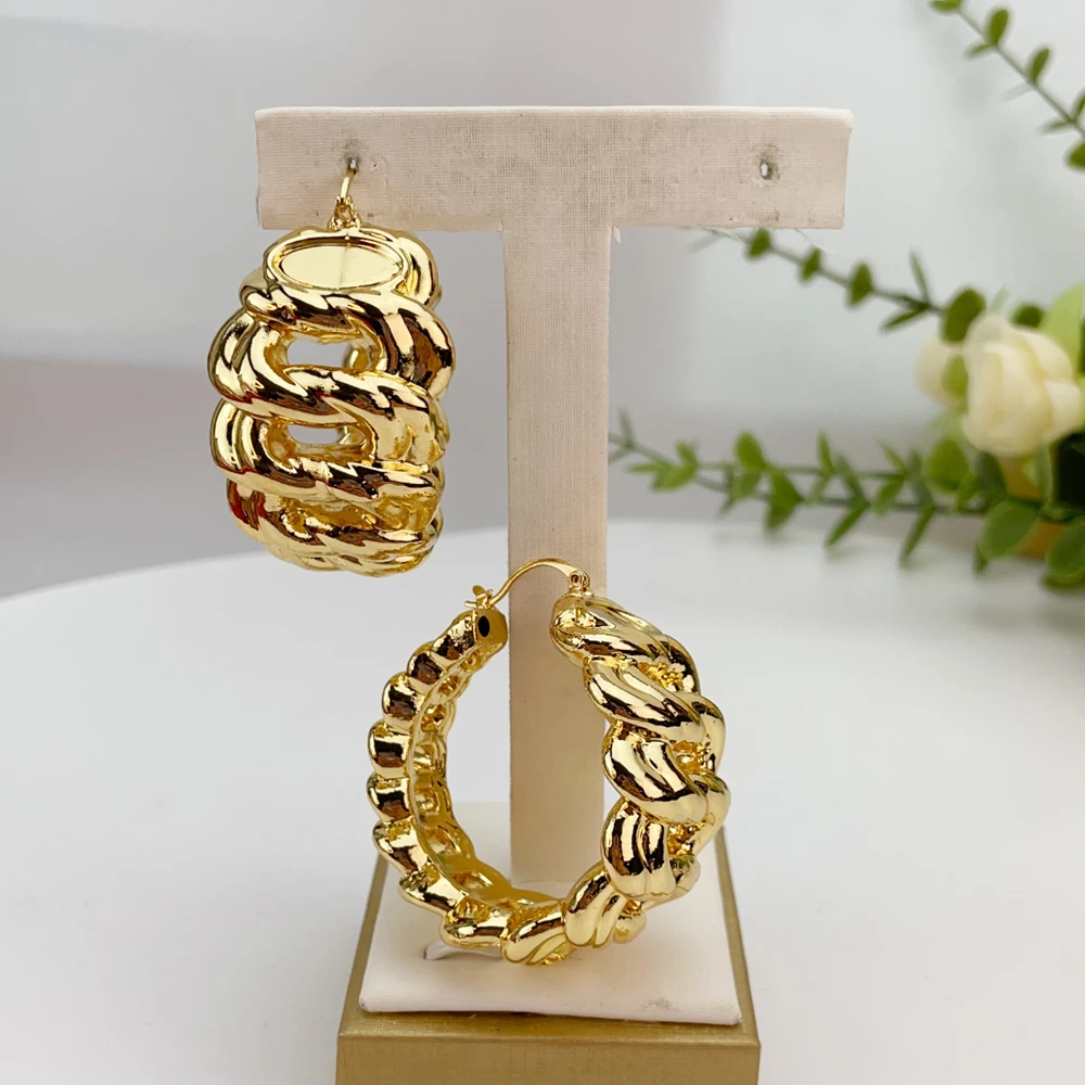 Yuminglai Fashion Luxury Dubai Jewelry Accessories Superior Quality Goldplated Earrings for Women FHK24473