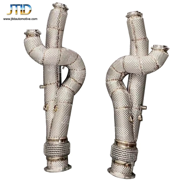 JTLD High Flow Bypass Downpipes Equal Length Stainless With Heat Shield For Lamborghini Aventador LP700 Catless Downpipe