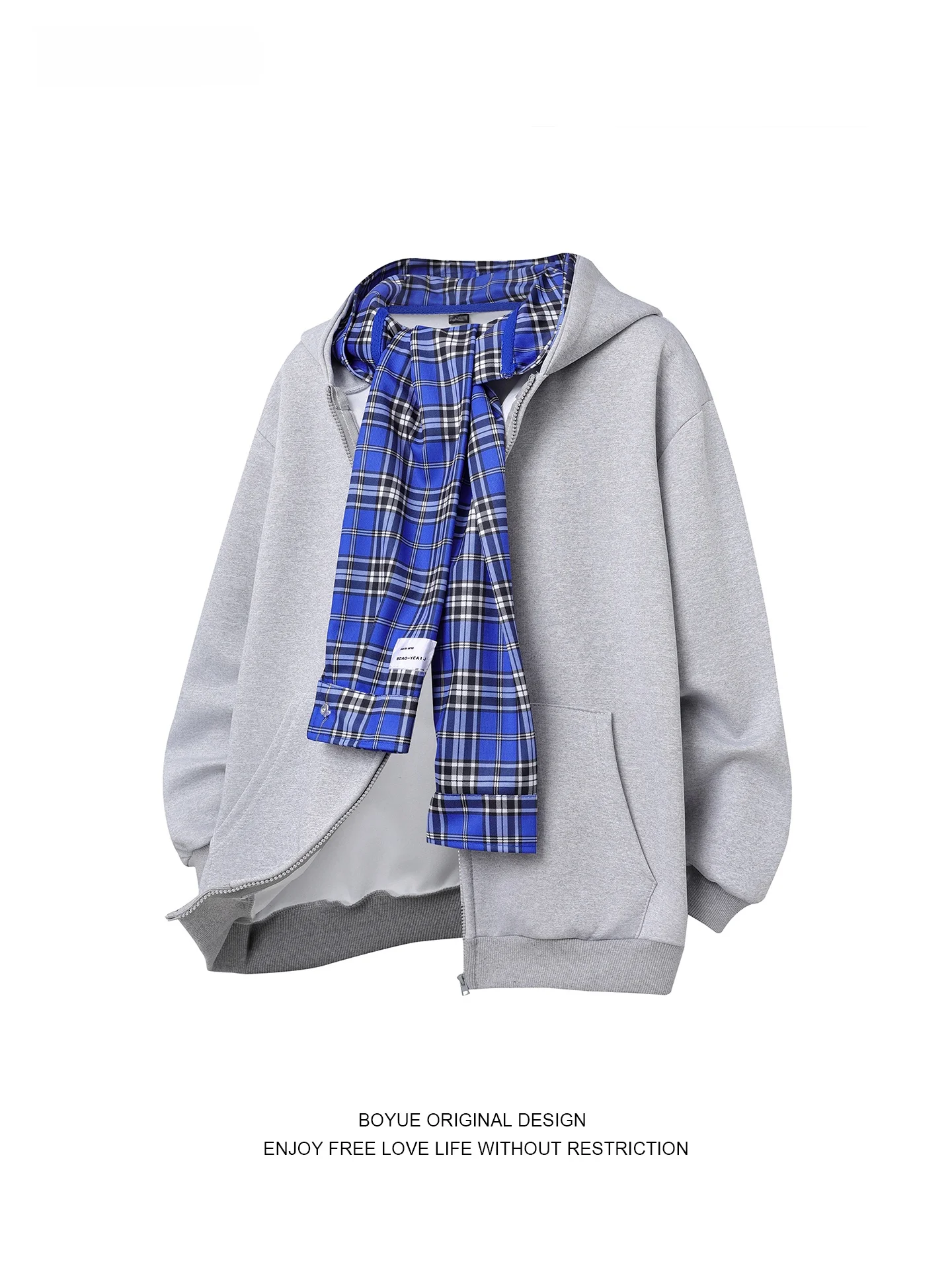 

Толстовка Boyue Plaid awl на молнии, повседневная, свободного кроя, для весны, осени и зимы, модная, для студентов колледжей, в уличном стиле