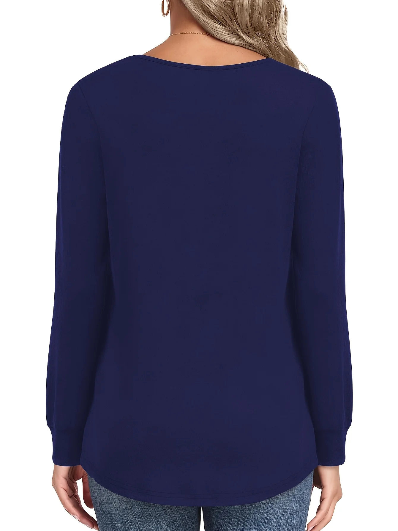Plus Size Damen Langarm-Plissee-Oberteil für Stilvollen Komfort – Detail 5