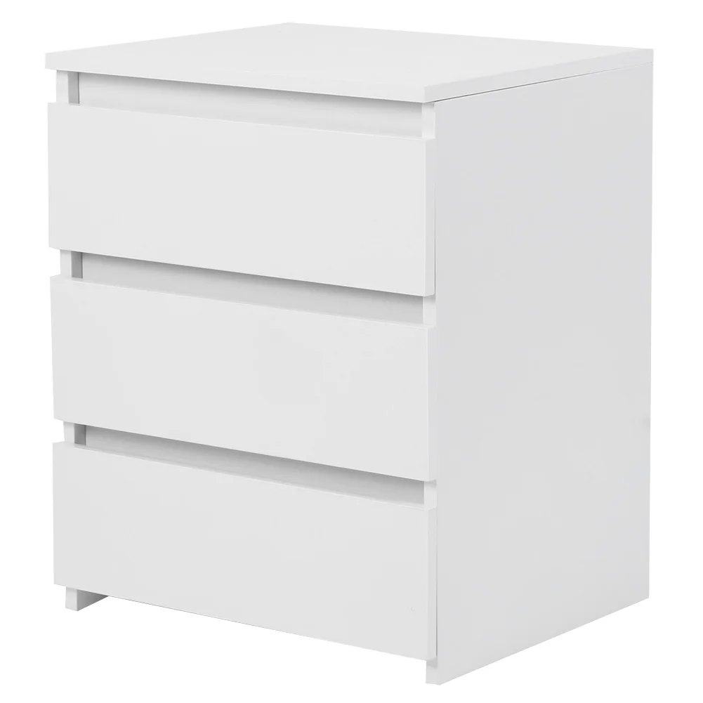 Bedroom Table Night Table Bedside Table White Modern Bedside Table Cabinet Nightstand with 3 Storage Drawers Bedroom Furniture