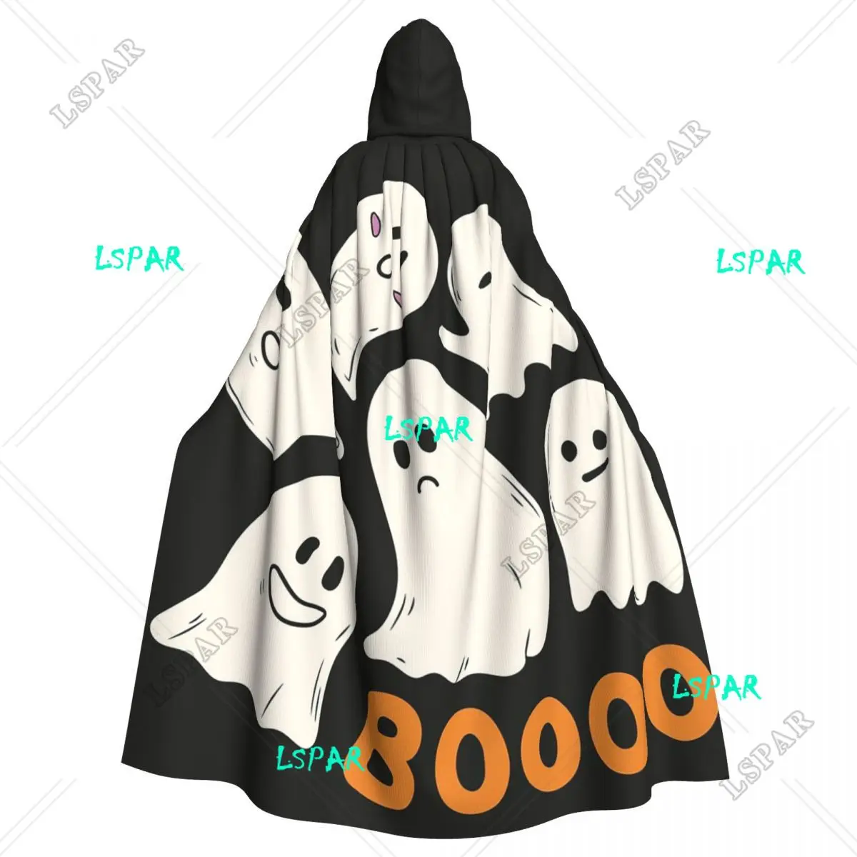 Halloween Ghost Fear Pumpkin Cute Long Hooded Cloak Witch Medieval Costume Cosplay Cape HalloweenVampire Adult Unisex