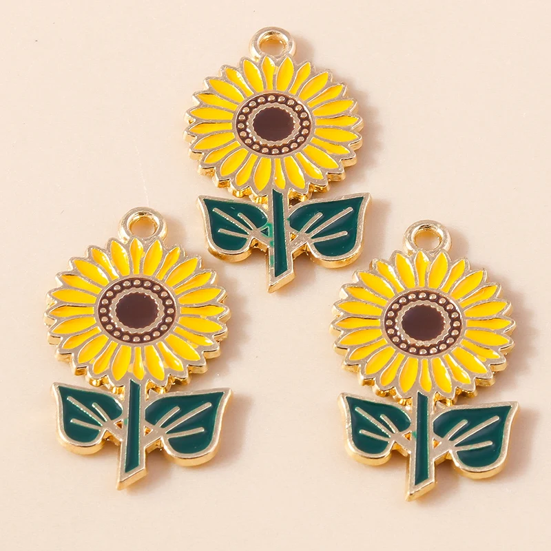 

20pcs Cute Plant Flower Charms Enamel Sunflower Charms Pendants for Jewelry Making Necklaces Earrings Bracelets DIY Crafts Gifts