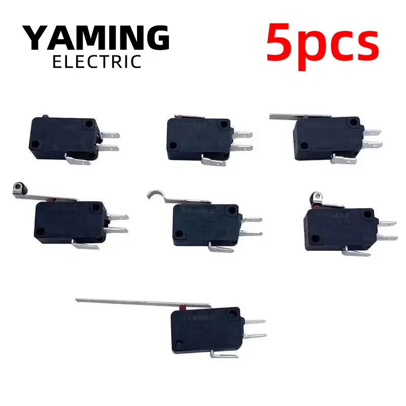 5pcs Micro Limit Travel Switch Silver Contact Momentary Self-reset Manual Control V-16-1C25 V-161 162 163 164 165 166