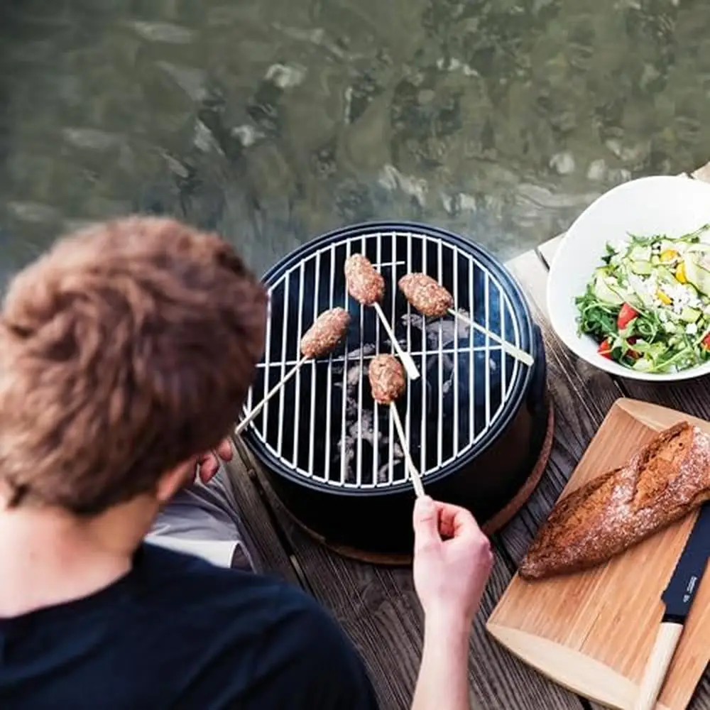 Tabletop BBQ Grill Set with Adjustable Airflow Lid Heat Shield & Easy-carry Strap Stylish & Functional Portable Charcoal BBQ