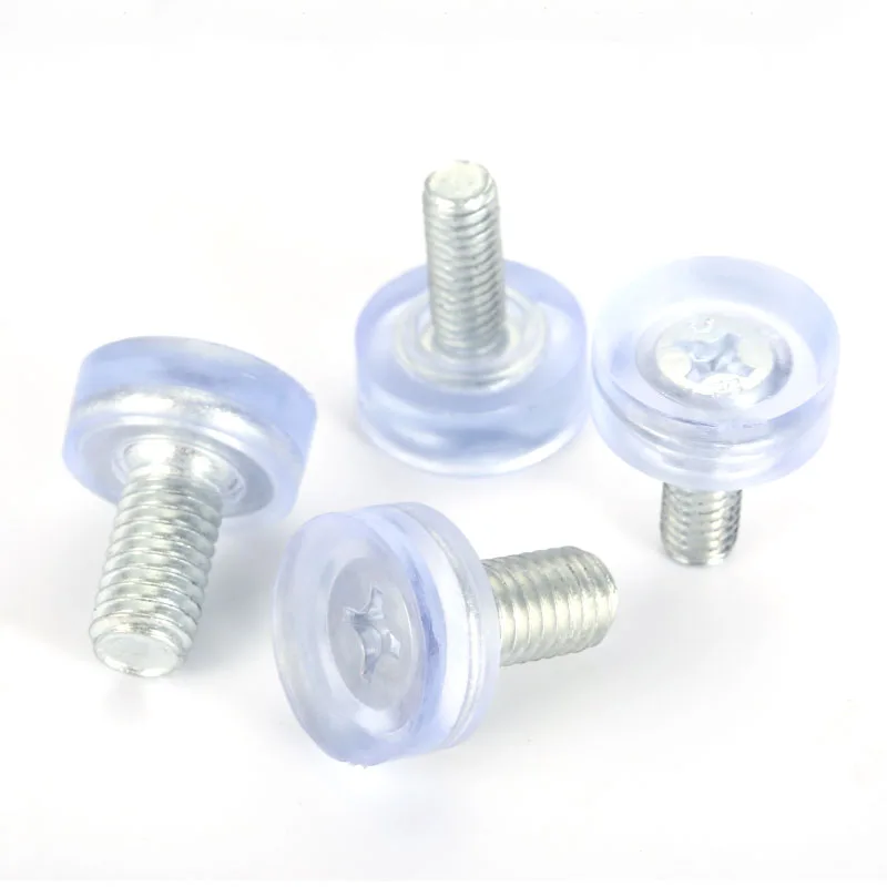 2/5/10/20Pcs Transparent M6 M8 Screw In Anti-slip Foot Pad Furniture Glide Levelling Feet Adjustable Leveler Pads