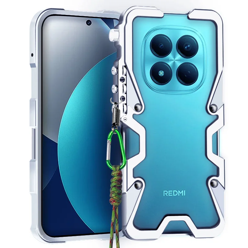 

Luxury Armor Metal Aluminum Phone Case For Redmi Note 15 14 13 12 12t 11t 11 Pro+ Cover Mechanical Purely Handmade Skull Bumper