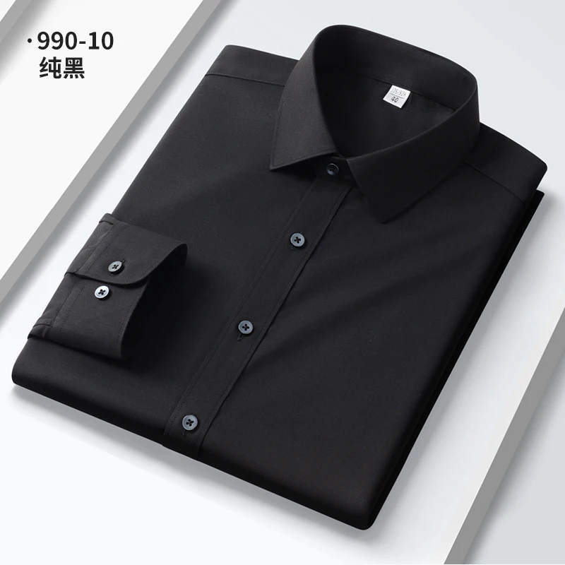 Office Soft Men Shirt Long Sleeves Dress Shirts Business Shirts Men Casual Long Sleeved Shirt White Black Blue Stripe Shirt 5XL