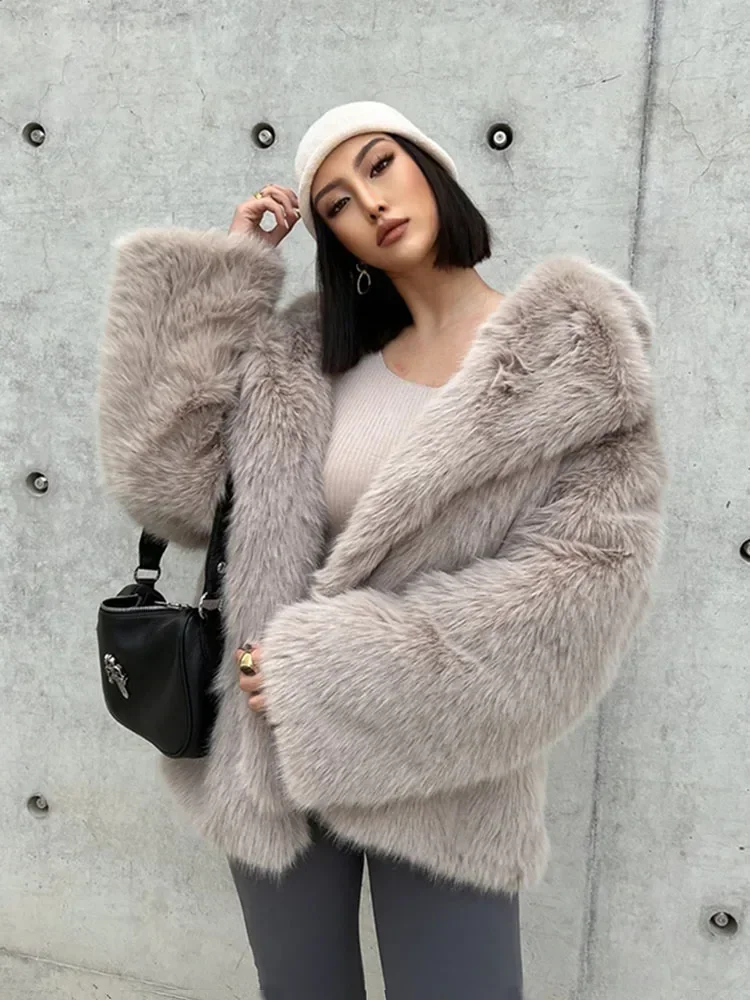 Faux Fur Coat Women Winter 2024 Long Plush Coats Luxury Fluffy Jacket Artificial Mink Fur Jacket Furry