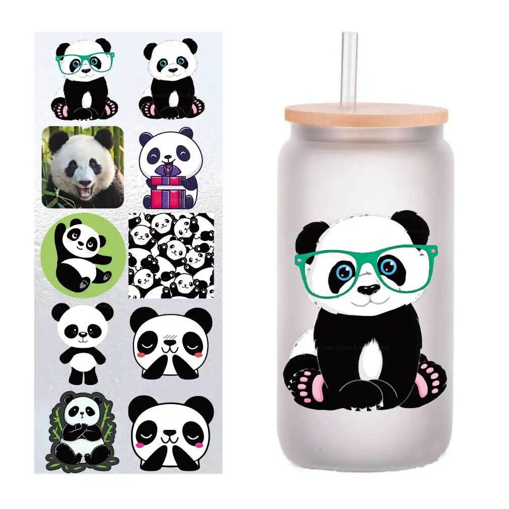 

10 four-inch cartoon cute national treasure panda UV transfer stickers crystal label glass glass sticker customization