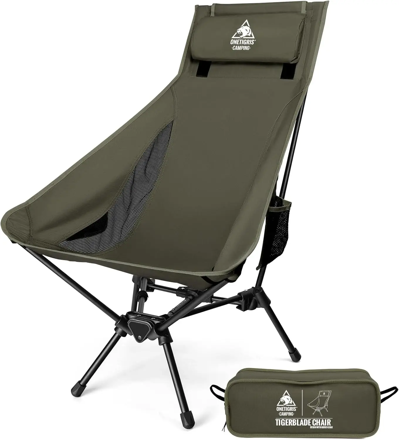 

Tigerblade High Back Camping Chair with Pillow Design, Comfortable Widened Seat Folding Chair