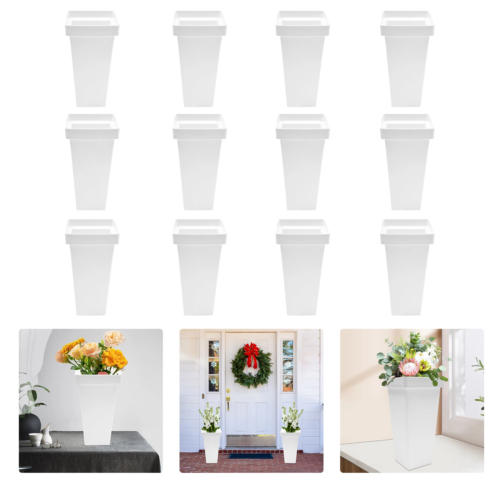 Imagem -04 - Plastic Flower Display Bucket Alto Branco e Preto Florista Flower Display 134 12 Pcs