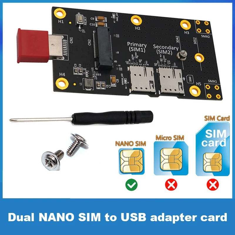 Dual SIM To USB Adapter Card M.2 Key B To USB3.0 Adapter Expansion Card With Dual NANO SIM Card Slots