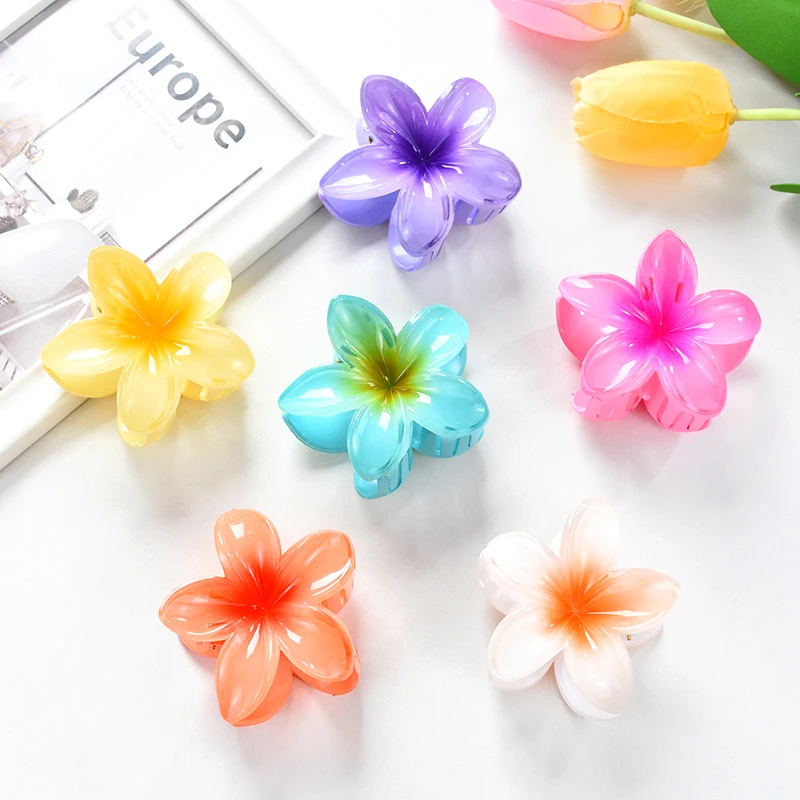 1pc Candy Color Small Flower Resin Acrylic Multicolor Non-slip Hair Clip for Women Girls Beach Vacation Ponytail Hairpins