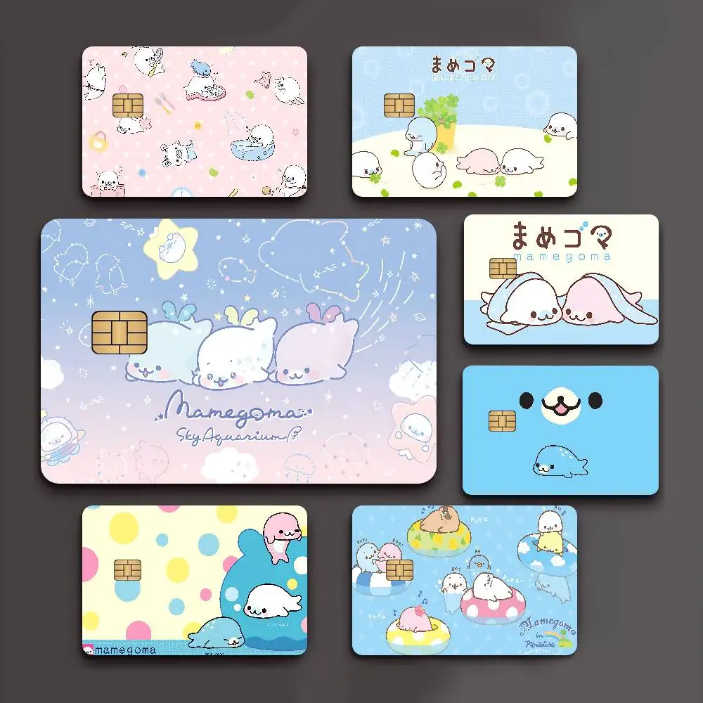 CUTE M-Mamegoma 2024 Anime Cartoon Skin Stickers Film Tape Case for Big Credit Debit Card Front Side
