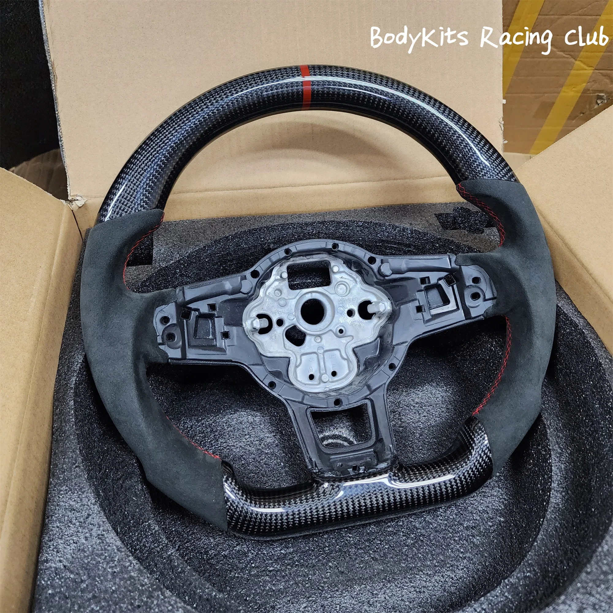 Volant Sport En Fibre De Carbone Et Cuir Nappa Perforé - Fond Plat - Pour VW Golf MK7/7.5 R 2013-2020 Volant Fibre Carbone Golf
