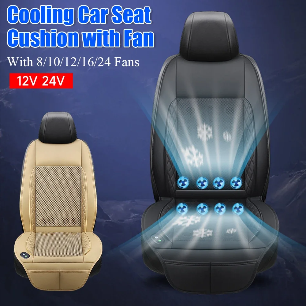 

12V 24V Car Seat Cushion with Fan Cooling Seat Mat Heat Fan Dissipation Universal Fast Blowing Ventilation Cool Air Fan Seat Pad
