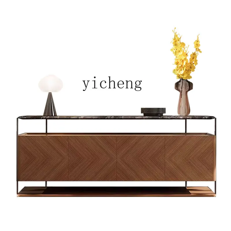 ZK light luxury entrance walnut marble antique living room modern simple minimalist Italian side cabinet