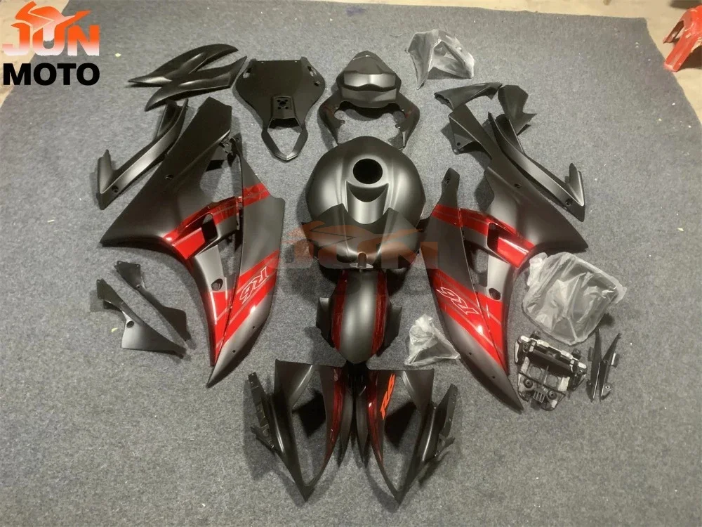 JUN Custom Motorcycle Full Fairings Kit Fit For YAMAHA YZF- R6 YZF R6 2006 2007 06 07 Matte black and red