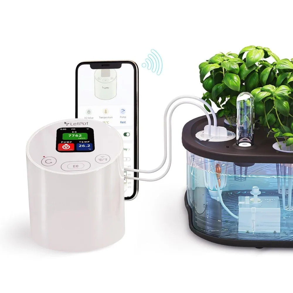 

Smart EC Temperature Meter with App Water Pump Multi Layer Probe Water Shortage Alert for Hydroponics Indoor Growing