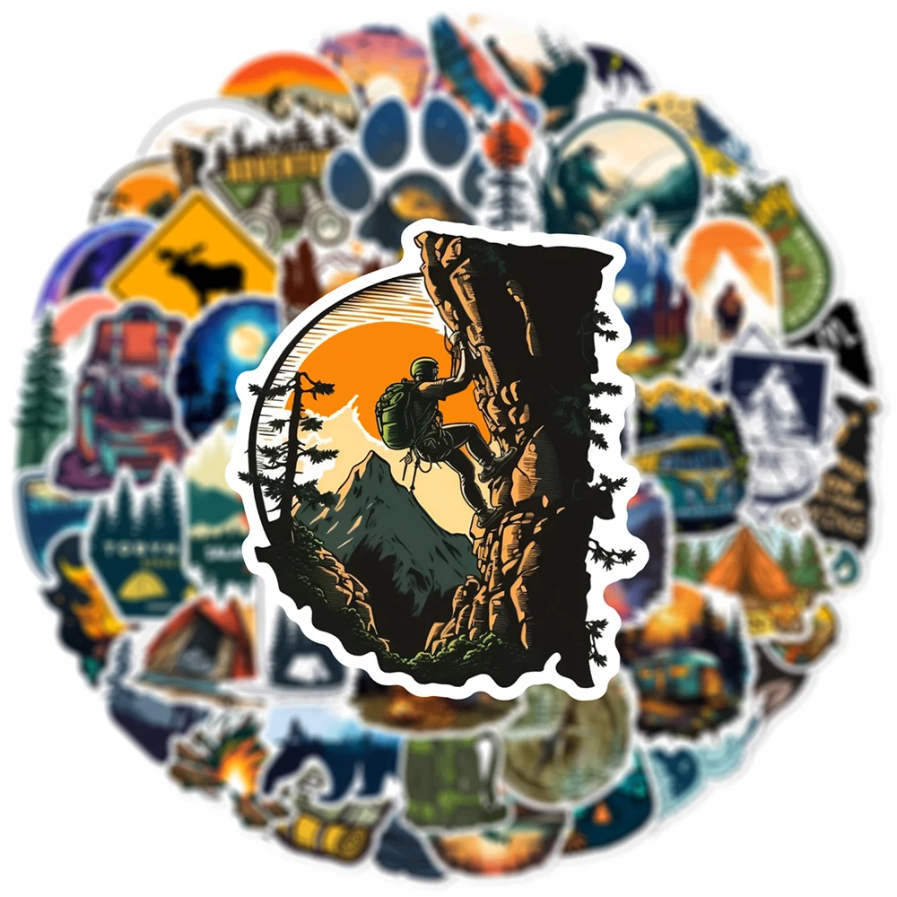 10/30/50pcs Outdoor Hiking Camping Stickers Cartoon Decal Toys Graffiti Skateboard Phone Laptop Car Bike Waterproof Cool Sticker