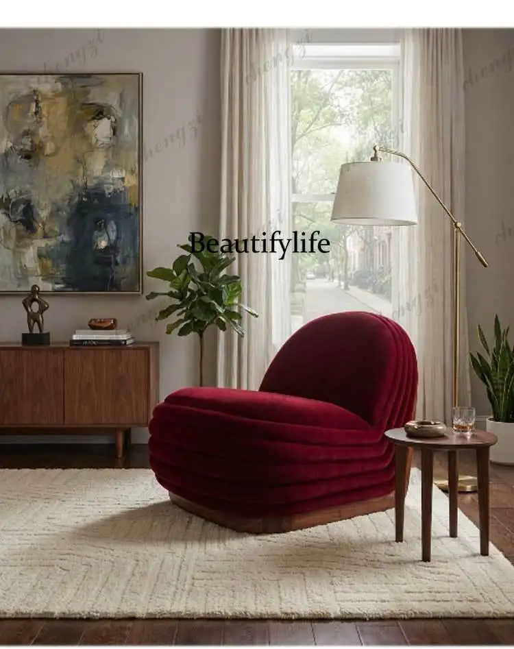 Modern simple stacked leisure chair small apartment solid wood sofa chair medieval velvet single chair