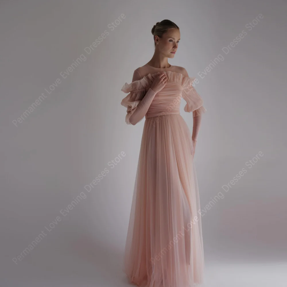 Sukienki wieczorowe damskie z okrągłym dekoltem 2026, wysokiej jakości tiulowe suknie balowe, sukienki koktajlowe, długość do ziemi, Vestidos De Noche, możliwość personalizacji.