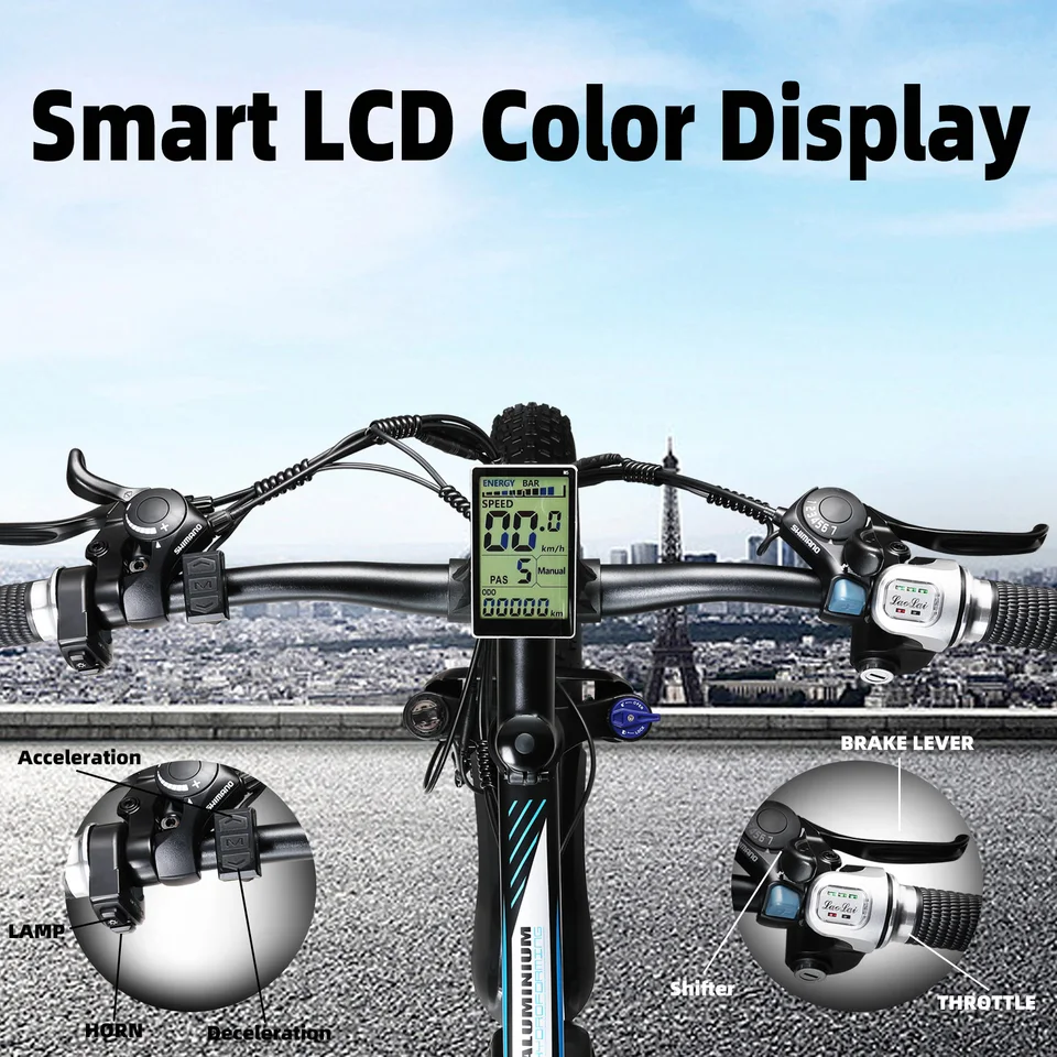 KETELES 26'' Adult Electric Bicycle Dual Motor 21-Speed E-Scooter with 48V 15AH Removable Lithium Battery 1000W Powerful Brushless Motor 28mph up to 50 Miles Full Aluminum Frame Ebike image 4