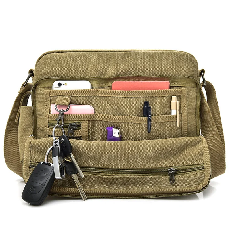 Canvas Bag Men Vintage Cross Body Shoulder Bag Multifunction Casual Travel Messenger Wallet Bolso Outdoor Travel Bag Briefcases