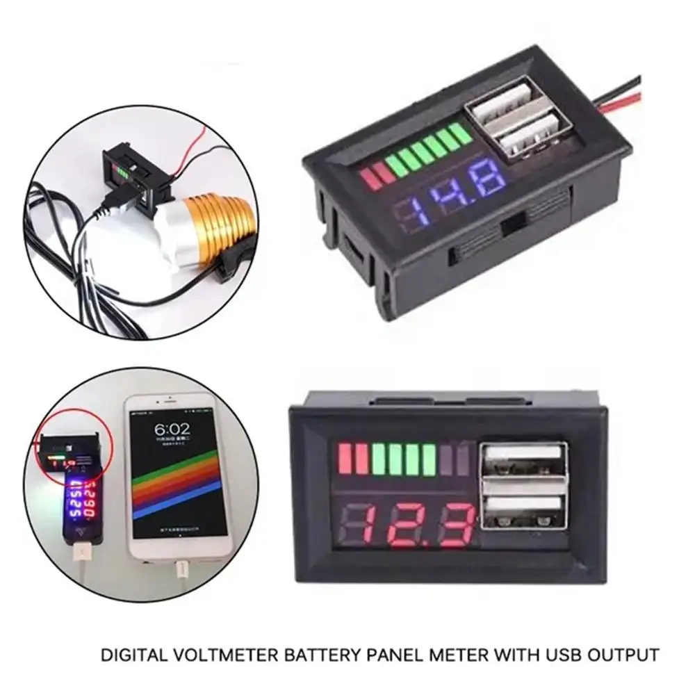 12V Lead-acid Battery Battery Level And Voltage Display Port Lithium USB Battery Conversion Meter Capacity Dual Z7Z1