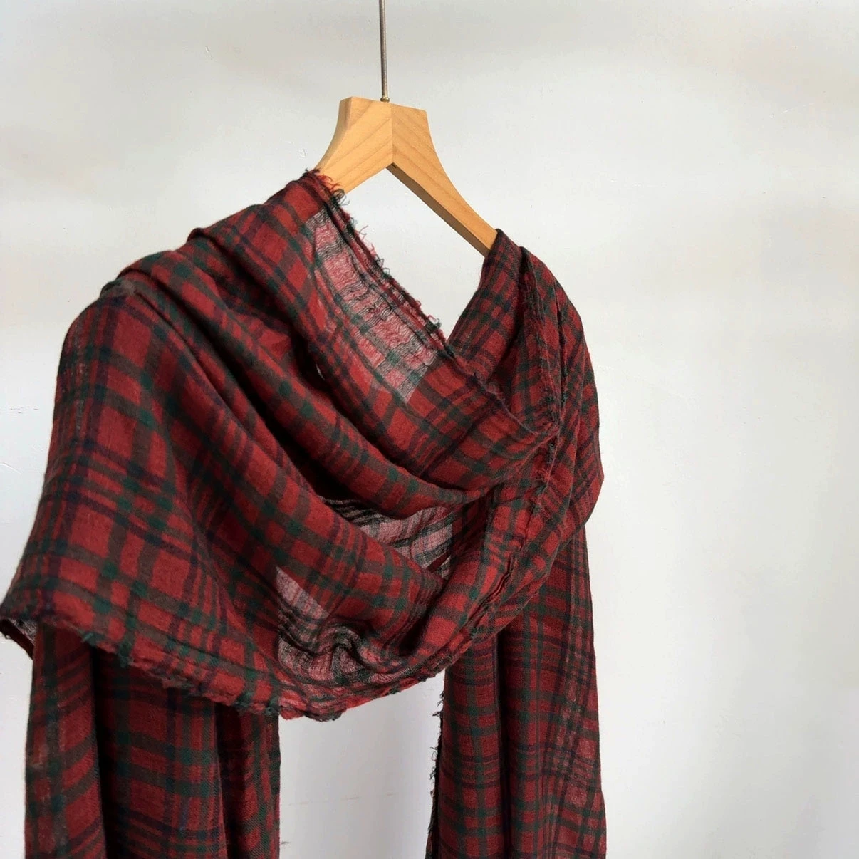 

Vintage Autumn and Winter 10% Wool Scarf Warm Shawls Long Unisex Plaid Wool Scarves 90*200cm