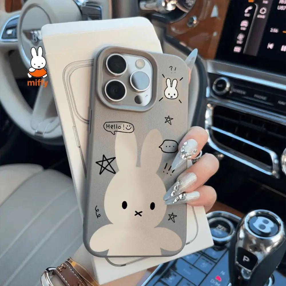 

Чехол для мобильного телефона Miffy Kawaii с героями мультфильмов, милый чехол для мобильного телефона с рисунком кролика в стиле аниме, подходит для 16 Pro Max 15 14 13