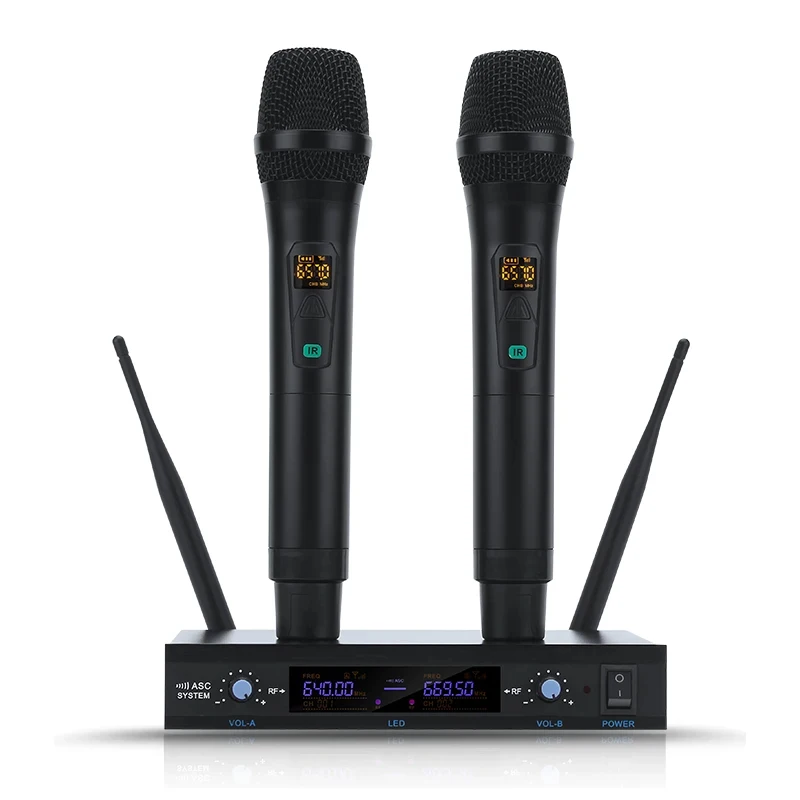 

Fuluode UR-22 4-Channel Professional Wireless Microphones System With 2 Handheld Mics For Home Party Speaker Show Stage