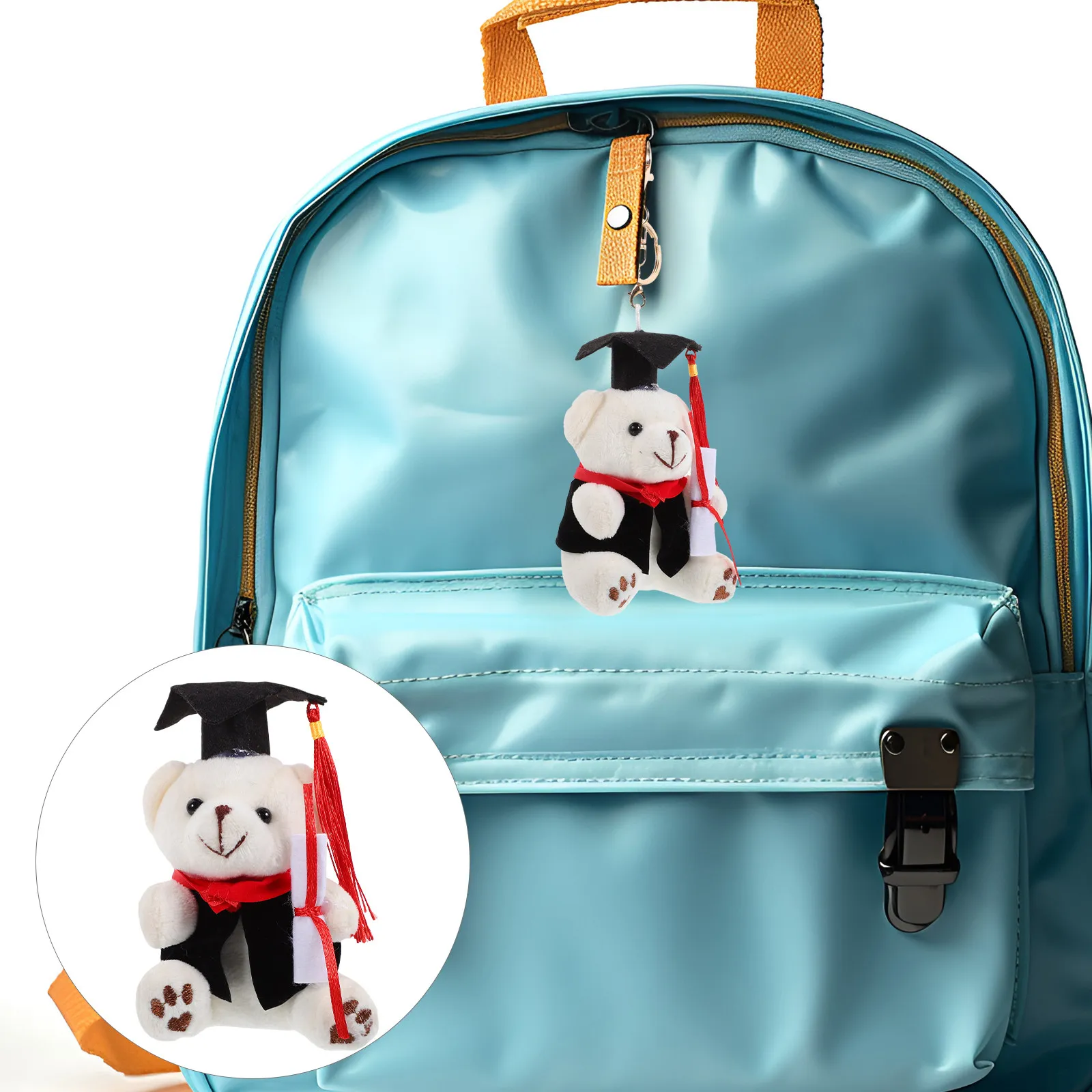 

Cute Graduation Bear Keychain Mini Stuffed Bear Keyring Easy Attach Compact Design for Students Backpacks Handbags Phones