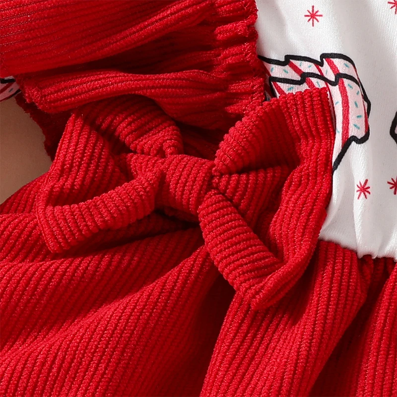 رومبير كريسماس للفتيات الصغار ، فستان طفل صغير ، طباعة شجرة عيد الميلاد سروال قصير ، بدلة جسم خريفية تنحنح تنورة مع عصابة رأس ، من 0 إلى 18 شهرًا