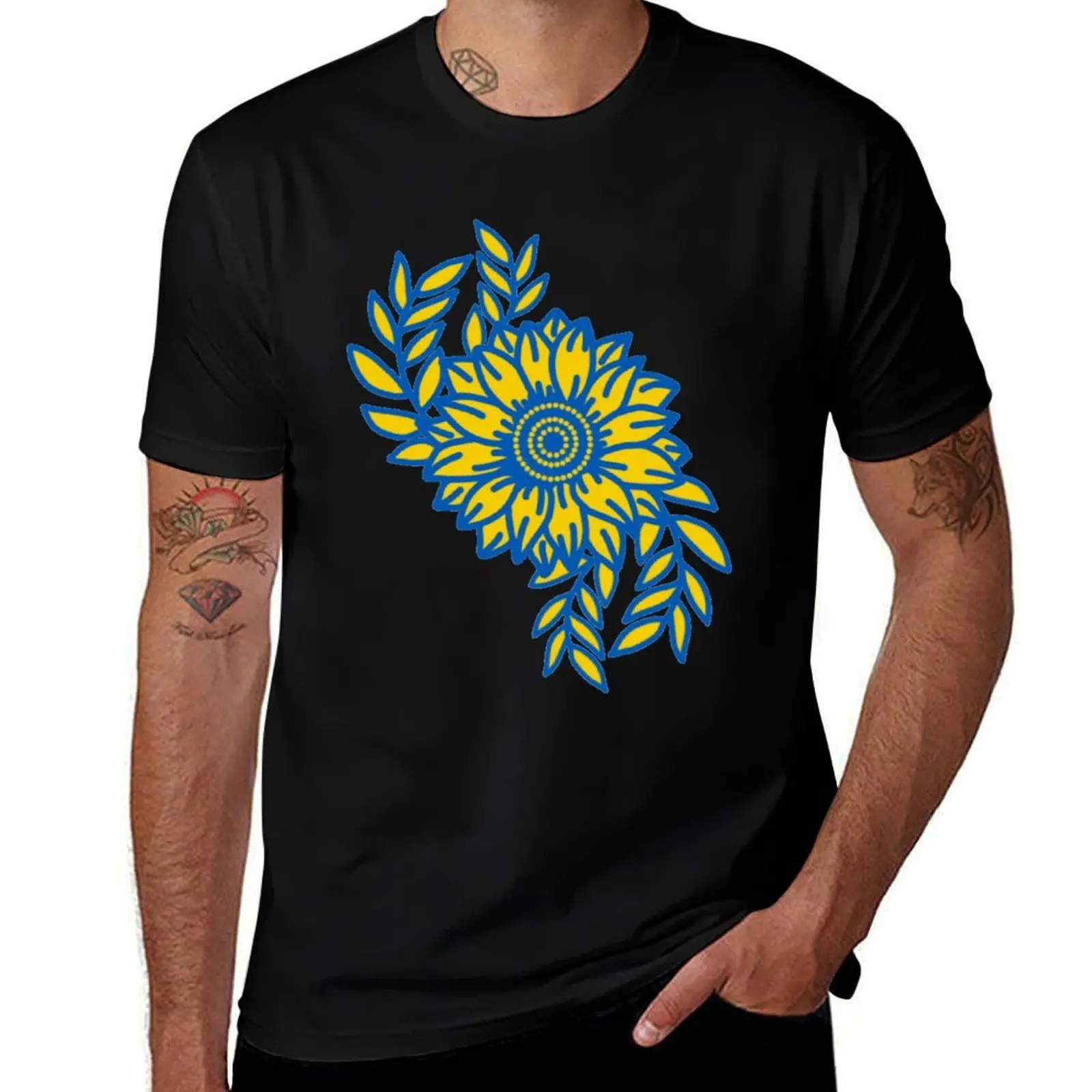 Ukraine Sunflower And Olive Branch T-Shirt UV Protection Outdoor Tee Shirt