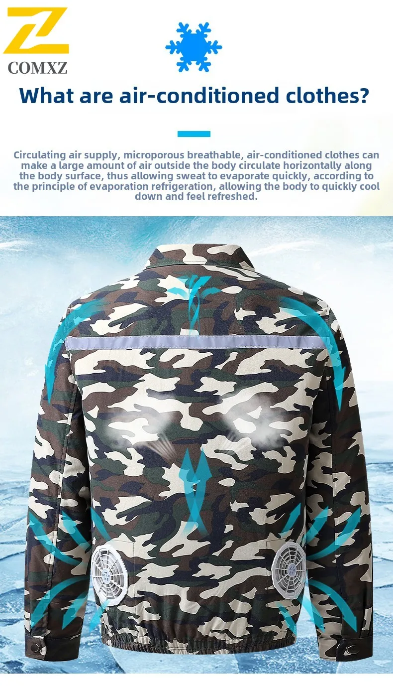 Cool Air Conditioner Jacet 2025 Summer New Men's USB Refrigeration Fan Work Jacket Lightweight Breathable Safe Reflective Coat