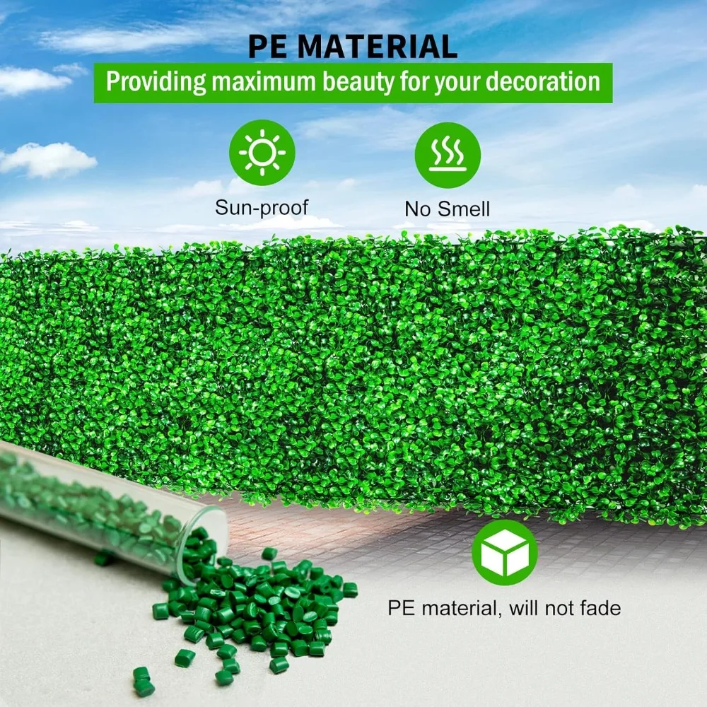 24PCS Boxwood Panels, 24x16 Artificial Boxwood Hedge Panels, Grass Wall Panels, UV Protected Suitable for Garden, Fence.